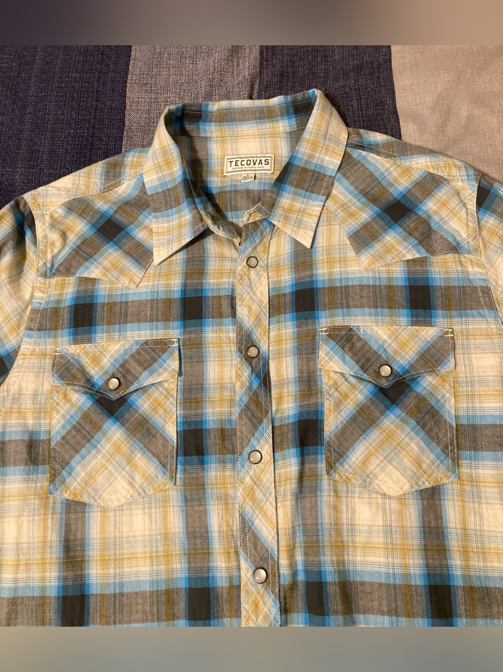 Tecovas Mens Pearl Snap Western Button Up Shirt Sz L Plaid Longsleeve